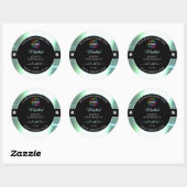 Classy Black Shiny Ice Blue Logo-Label Runder Aufkleber (Blatt)