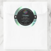 Classy Black Shiny Ice Blue Logo-Label Runder Aufkleber (Tasche)