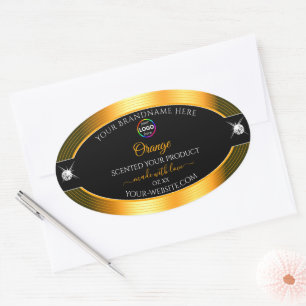 Classy Black Shiny Orange mit Logo-Produktkennzeic Ovaler Aufkleber