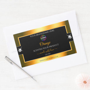 Classy Black Shiny Orange mit Logo-Produktkennzeic Rechteckiger Aufkleber