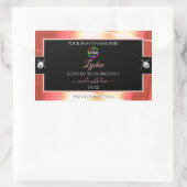 Classy Black Shiny Rose Golden Logo-Label Rechteckiger Aufkleber (Tasche)