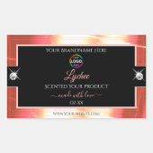 Classy Black Shiny Rose Golden Logo-Label Rechteckiger Aufkleber (Vorderseite)