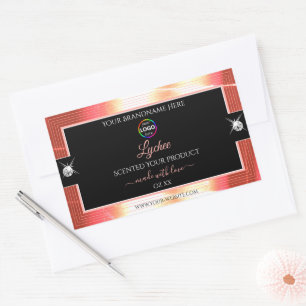 Classy Black Shiny Rose Golden Logo-Label Rechteckiger Aufkleber