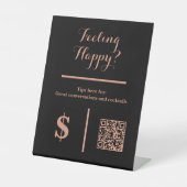 Classy Black Tip Your Bartender QR Code  Sockelschild (Vorderseite)