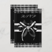 Classy Black und Silver UAWG RSVP Karte (Vorne/Hinten)
