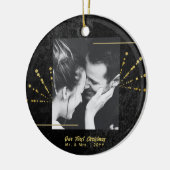 Classy Black Velvet Gold Feuerwerk Erste Weihnacht Keramik Ornament (Links)