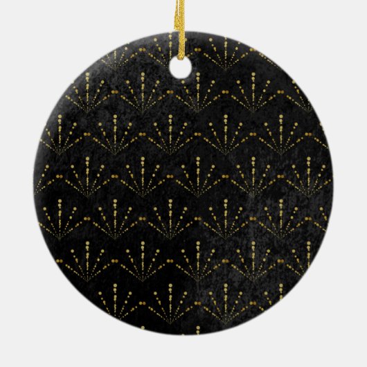 Classy Black Velvet Gold Feuerwerk Erste Weihnacht Keramik Ornament (Hinten)