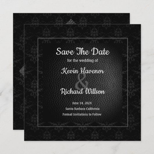 Classy Black Wedding speichern das Datum Save The Date (Vorne/Hinten)