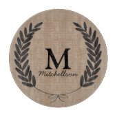 Classy Black Wheat Laurels Burlap - Personalisiert Schneidebrett (Vorderseite)