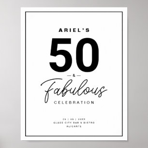 Classy Black & White 50 & Fabulous Geburtstagspart Poster