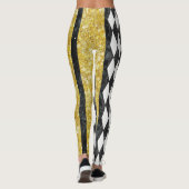 Classy Black White Gold Harlequin Diamond Argyle Leggings (Rückseite)