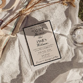 Classy Black White Old Money Fancy QR Code Wedding Einladung