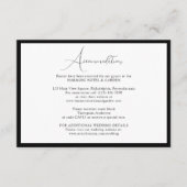 Classy Black & White Script Wedding Accommodations Begleitkarte (Vorderseite)