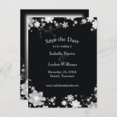 Classy Black + White Winter Wedding Save the Date Ankündigungspostkarte (Vorne/Hinten)