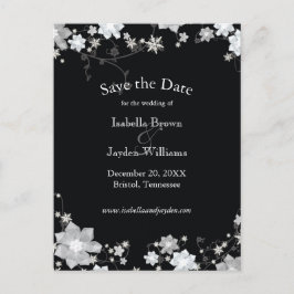 Classy Black + White Winter Wedding Save the Date Ankündigungspostkarte