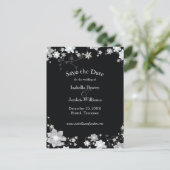 Classy Black + White Winter Wedding Save the Date Ankündigungspostkarte (Stehend Vorderseite)