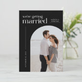 Classy Black Wir werden verheiratet Arch Foto Save The Date (Stehend Vorderseite)