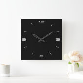 Classy Black with White Numerals> Square Clocks Quadratische Wanduhr (Zuhause)