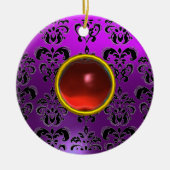 CLASSY BLACK YELLOW DAMASK GEM STONE KERAMIK ORNAMENT (Vorne)