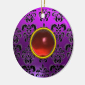 CLASSY BLACK YELLOW DAMASK GEM STONE KERAMIK ORNAMENT (Links)