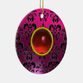 CLASSY BLACK YELLOW DAMASK GEM STONE KERAMIK ORNAMENT (Rechts)