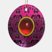 CLASSY BLACK YELLOW DAMASK GEM STONE KERAMIK ORNAMENT (Links)