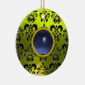 CLASSY BLACK YELLOW DAMASK GEM STONE KERAMIK ORNAMENT (Rechts)