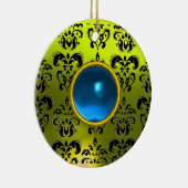 CLASSY BLACK YELLOW DAMASK GEM STONE KERAMIKORNAMENT (Rechts)