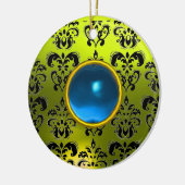 CLASSY BLACK YELLOW DAMASK GEM STONE KERAMIKORNAMENT (Links)