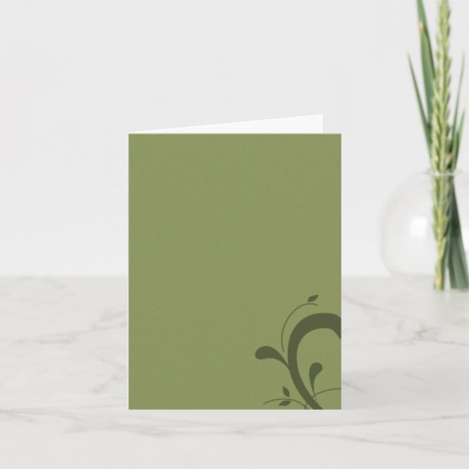 Classy Blank Olive Green mit Geblüht Note Karte (Vorderseite)