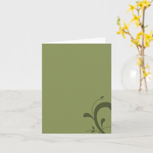 Classy Blank Olive Green mit Geblüht Note Karte (Gelbe Blume)