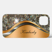 Classy Bling Monogram Glitzy Case-Mate iPhone Hülle (Rückseite (Horizontal))