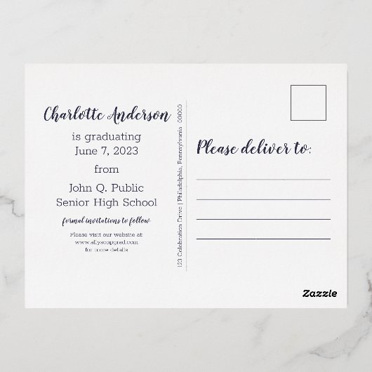 Classy Blue 2023 Foto Abschluss Ankündigung (Rückseite)