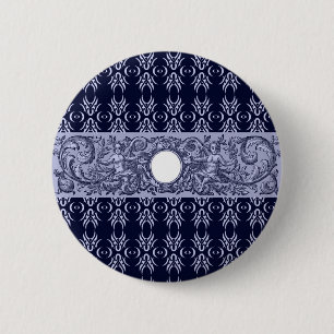 Classy Blue Baroque Muster von Leah G - Hubs Button