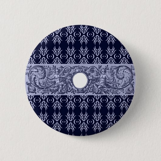 Classy Blue Baroque Muster von Leah G - Hubs Button (Vorderseite)