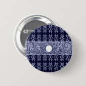 Classy Blue Baroque Muster von Leah G - Hubs Button (Vorne & Hinten)