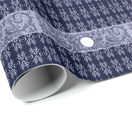 Classy Blue Baroque Muster von Leah G - Hubs Geschenkpapier (Rolleneckpunkt)