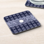 Classy Blue Baroque Muster von Leah G - Hubs Getränkeuntersetzer (Linke Seite)