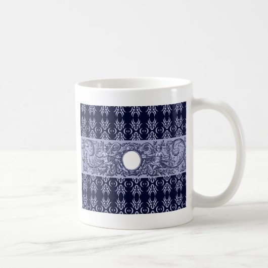 Classy Blue Baroque Muster von Leah G - Hubs Kaffeetasse (Rechts)