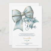 classy blue bow bridal shower thank you card einladung (Vorne/Hinten)