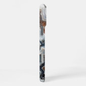 Classy Blue Brown Grau White Quarz Agate Pattern iPhone Hülle (Rechte Seite)