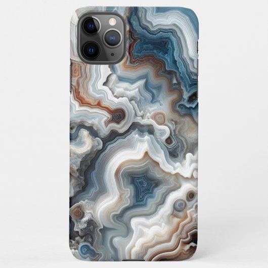 Classy Blue Brown Grau White Quarz Agate Pattern iPhone Hülle (Rückseite)