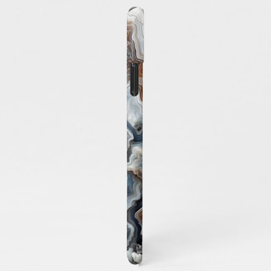 Classy Blue Brown Grau White Quarz Agate Pattern iPhone Hülle (Rechte Seite)