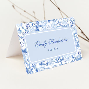 Classy Blue Chinoiserie Hochzeitstisch Platzkarten Tischnummer
