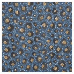 Classy Blue Glitzer Black Gold Leopard Print Stoff