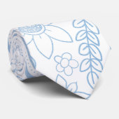 Classy Blue Glitzer Paisley Floral White Pattern Krawatte (Gerollt)
