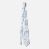 Classy Blue Glitzer Paisley Floral White Pattern Krawatte (Rückseite)