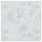 Classy Blue Glitzer Paisley Floral White Pattern Stoff (Nahaufnahme)
