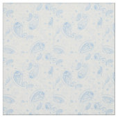 Classy Blue Glitzer Paisley Floral White Pattern Stoff (Muster)
