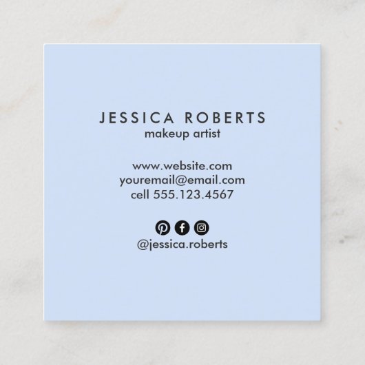 Classy Blue Glitzer Pattern Glamour Quadratische Visitenkarte (Rückseite)